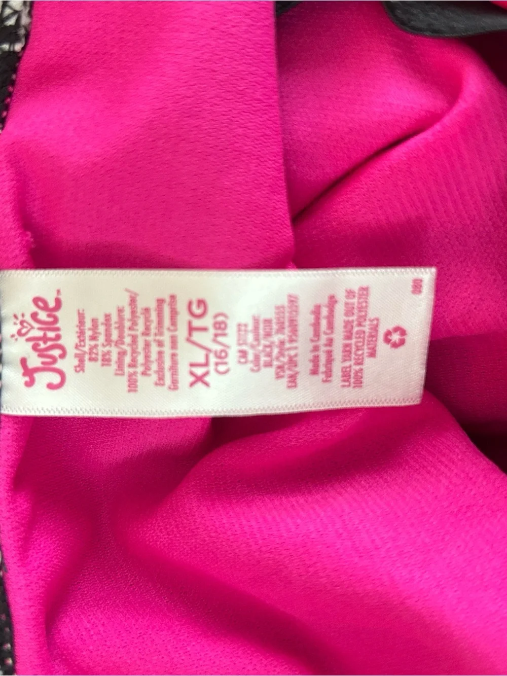 Justice Hot Pink Swimsuit Lined One-Piece